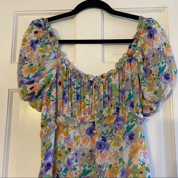 ASTR the label multi floral balloon sleeve midi dress NWOT - Picture 7 of 8
